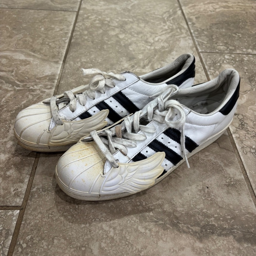 Adidas Jeremy Scott Wings 2.0 Superstar White Black Sneakers S77814 Mens 9.5